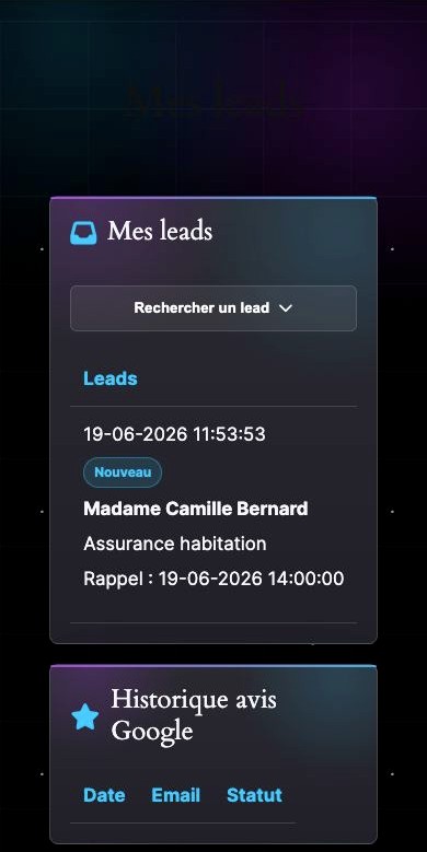 Tableau Mes leads de Leads Meteor sur mobile
